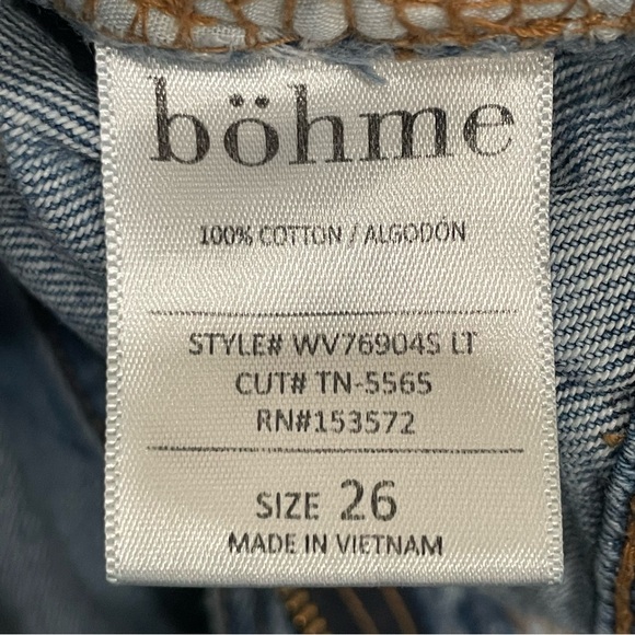 Bohme Women's 26 Jeans Distressed Straight Leg High Waist Cotton Medium Wash - Picture 9 of 13